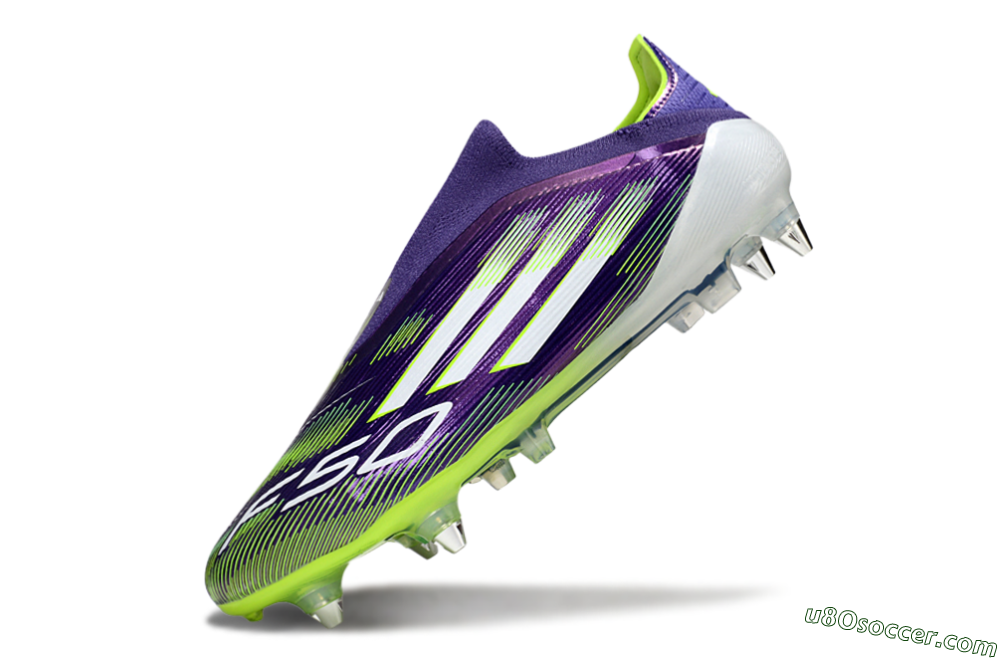 Adidas F50 Elite Laceless SG Soft Ground Soccer Cleats - Purple/White/Yellow 5