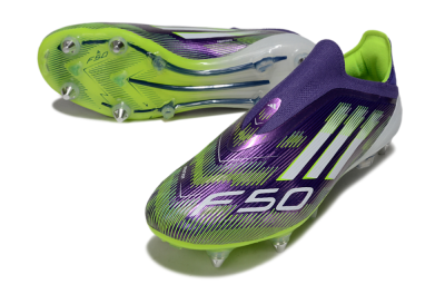 Adidas F50 Elite Laceless SG Soft Ground Soccer Cleats - Purple/White/Yellow