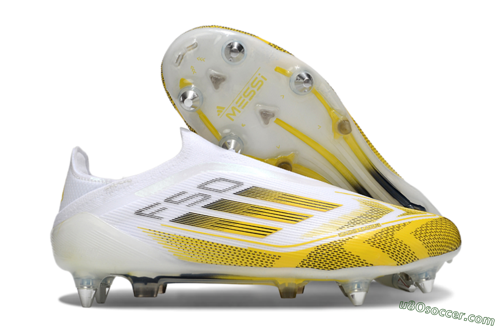 Adidas F50 Elite Laceless SG Soft Ground Soccer Cleats - White/Yellow 1