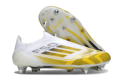 Adidas F50 Elite Laceless SG Soft Ground Soccer Cleats - White/Yellow