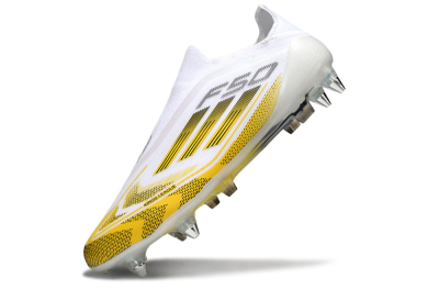 Adidas F50 Elite Laceless SG Soft Ground Soccer Cleats - White/Yellow