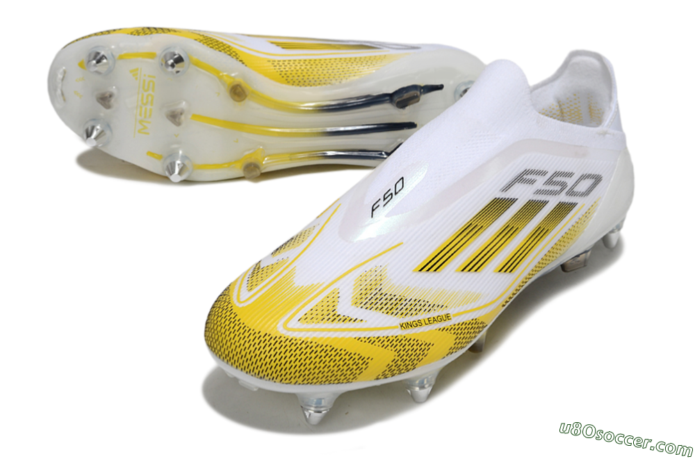 Adidas F50 Elite Laceless SG Soft Ground Soccer Cleats - White/Yellow 3