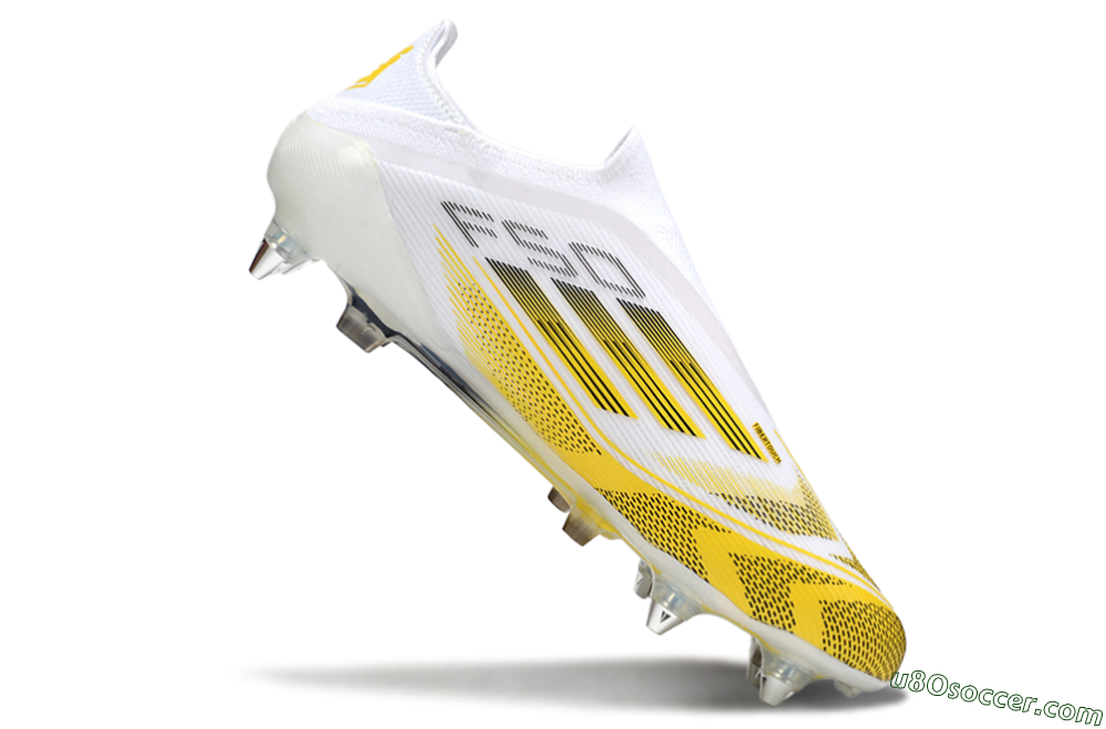 Adidas F50 Elite Laceless SG Soft Ground Soccer Cleats - White/Yellow 4