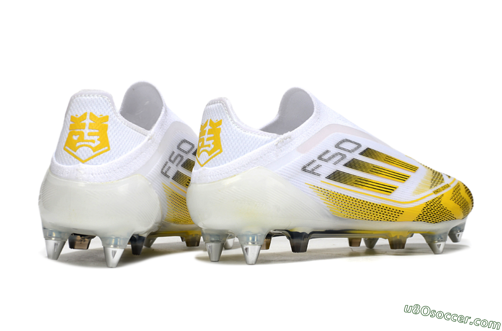 Adidas F50 Elite Laceless SG Soft Ground Soccer Cleats - White/Yellow 6
