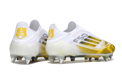 Adidas F50 Elite Laceless SG Soft Ground Soccer Cleats - White/Yellow