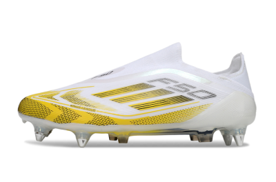 Adidas F50 Elite Laceless SG Soft Ground Soccer Cleats - White/Yellow