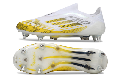 Adidas F50 Elite Laceless SG Soft Ground Soccer Cleats - White/Yellow