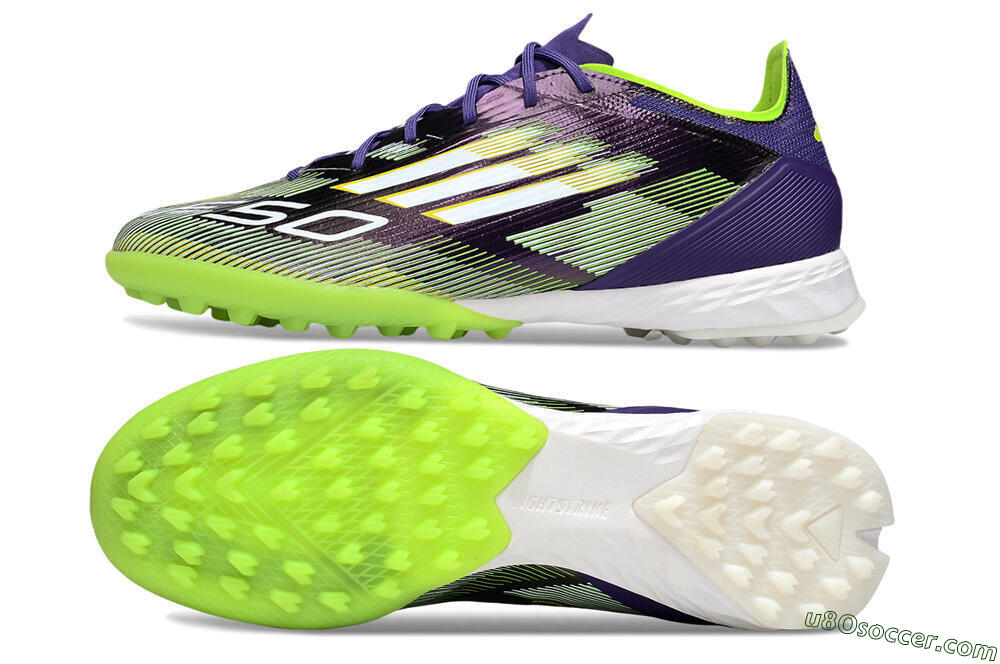 Adidas F50 Pro TF Artificial Turf Soccer Shoes - Purple/White/Yellow 0