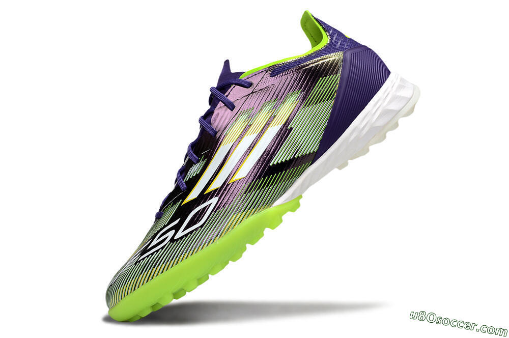 Adidas F50 Pro TF Artificial Turf Soccer Shoes - Purple/White/Yellow 5