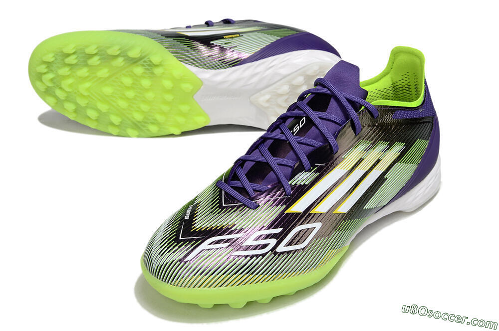 Adidas F50 Pro TF Artificial Turf Soccer Shoes - Purple/White/Yellow 3