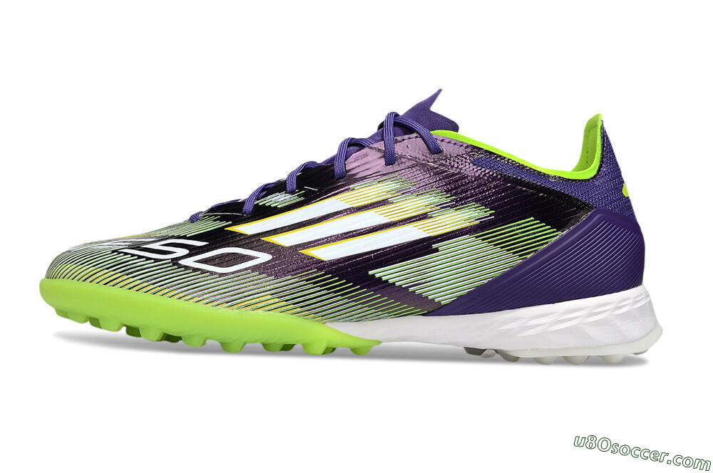 Adidas F50 Pro TF Artificial Turf Soccer Shoes - Purple/White/Yellow 2