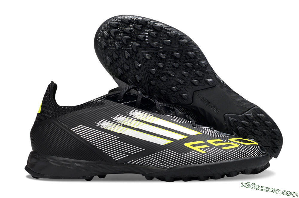 Adidas F50 Pro TF Artificial Turf Soccer Shoes - Black/White/Yellow 1