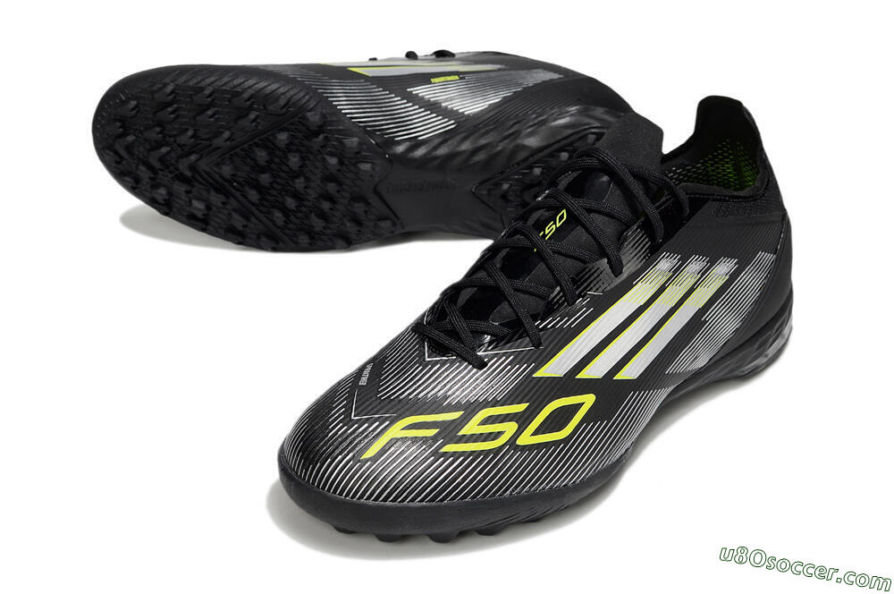 Adidas F50 Pro TF Artificial Turf Soccer Shoes - Black/White/Yellow 3