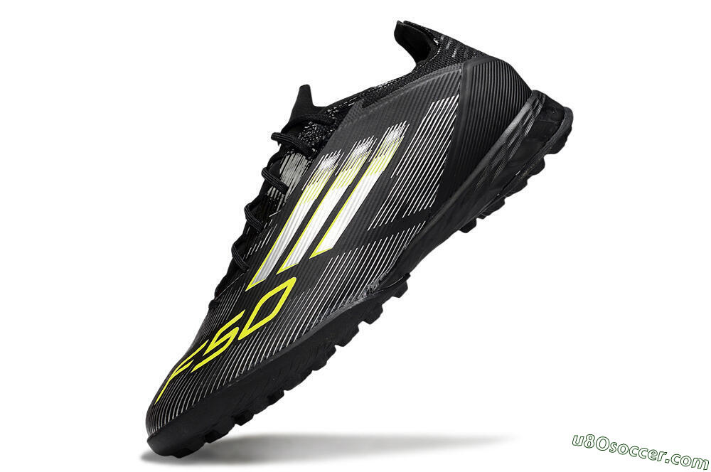 Adidas F50 Pro TF Artificial Turf Soccer Shoes - Black/White/Yellow 5