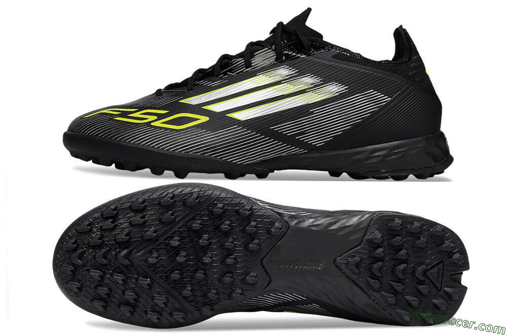 Adidas F50 Pro TF Artificial Turf Soccer Shoes - Black/White/Yellow 0