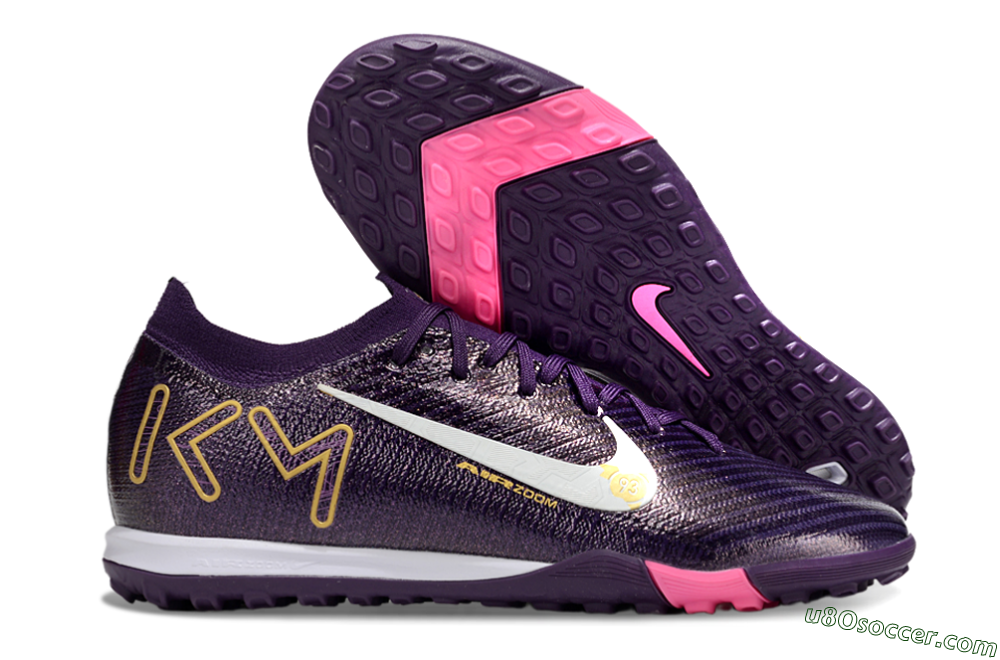 Nike Air Zoom Mercurial Vapor 16 Elite TF Artificial Turf Soccer Shoes - Purple/White/Gold 1