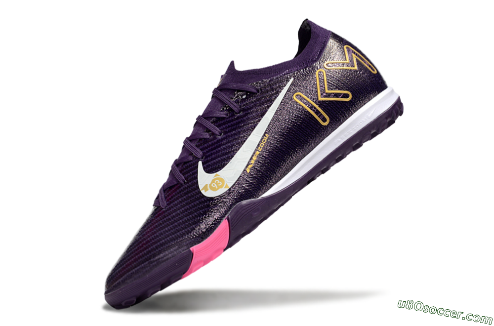 Nike Air Zoom Mercurial Vapor 16 Elite TF Artificial Turf Soccer Shoes - Purple/White/Gold 5