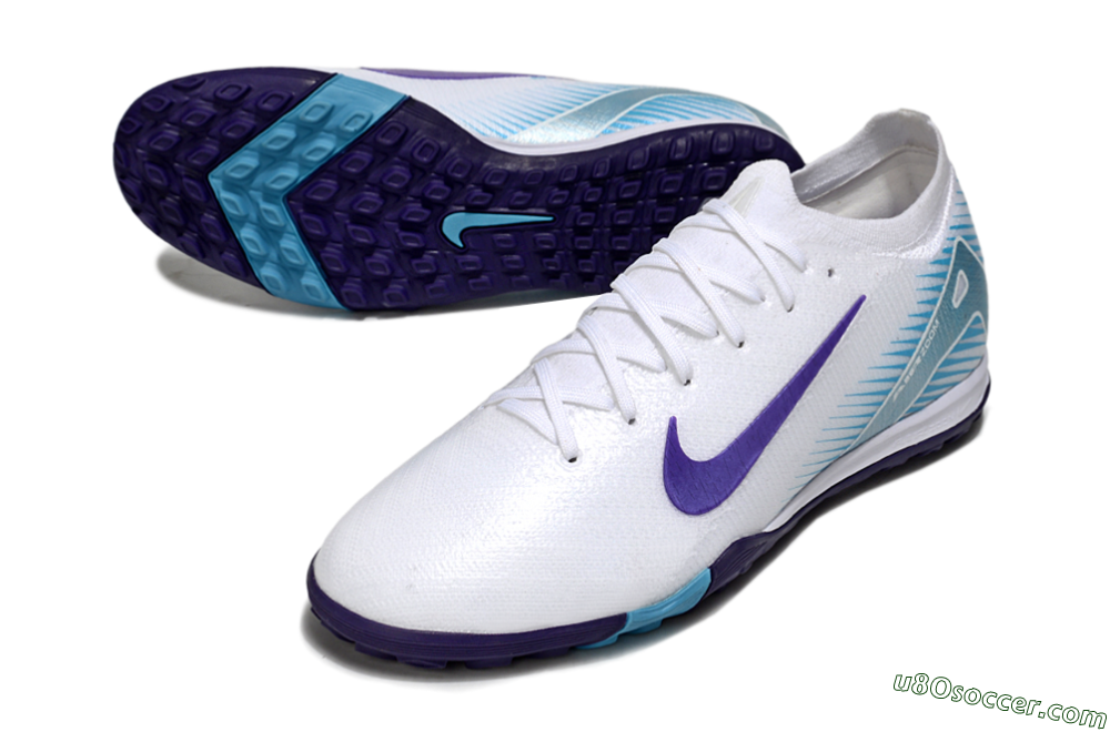 Nike Air Zoom Mercurial Vapor 16 Elite TF Artificial Turf Soccer Shoes - White/Purple/Pink 3