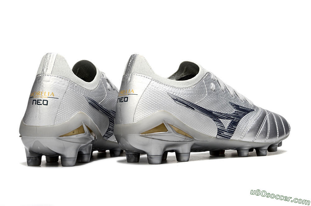 Mizuno Morelia Neo 4 Bate FG Firm Ground Soccer Cleats - Silver/Black 6