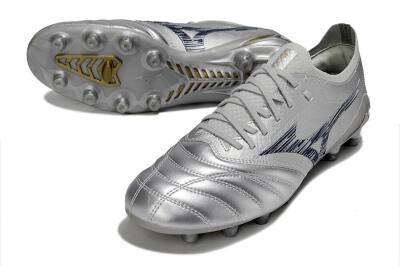 Mizuno Morelia Neo 4 Bate FG Firm Ground Soccer Cleats - Silver/Black