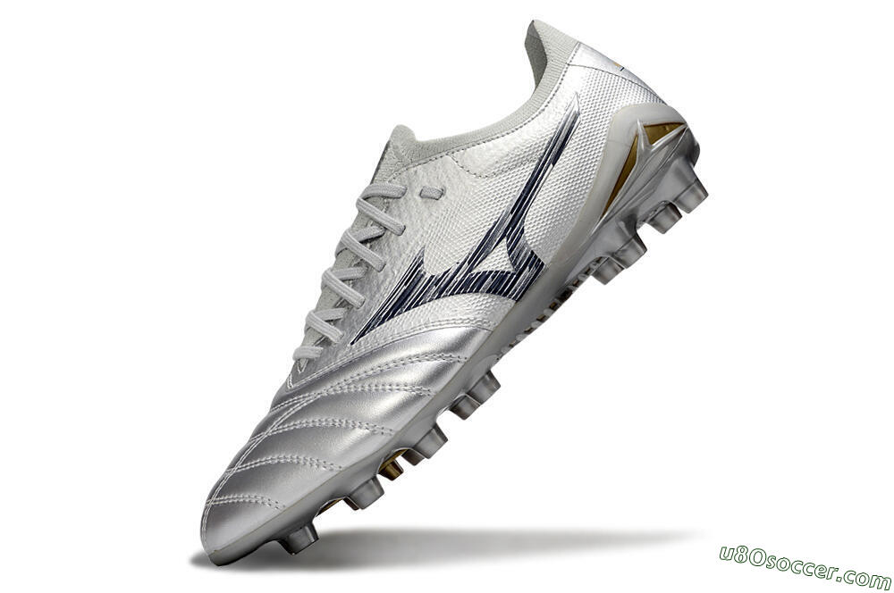 Mizuno Morelia Neo 4 Bate FG Firm Ground Soccer Cleats - Silver/Black 5