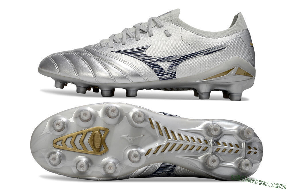 Mizuno Morelia Neo 4 Bate FG Firm Ground Soccer Cleats - Silver/Black 0