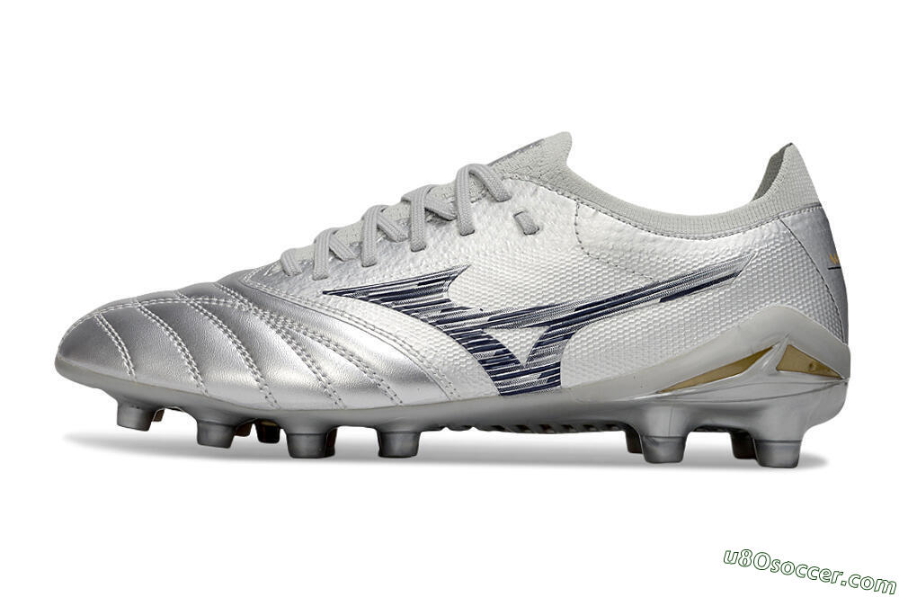 Mizuno Morelia Neo 4 Bate FG Firm Ground Soccer Cleats - Silver/Black 2