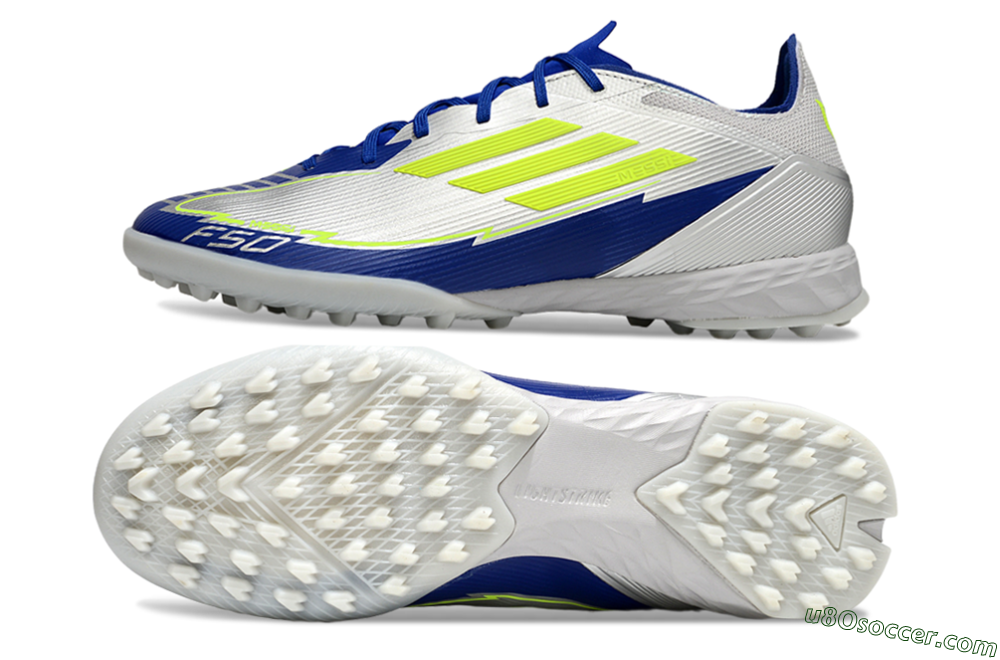 Adidas F50 Pro TF Artificial Turf Soccer Shoes - Silver/Blue/Yellow 0