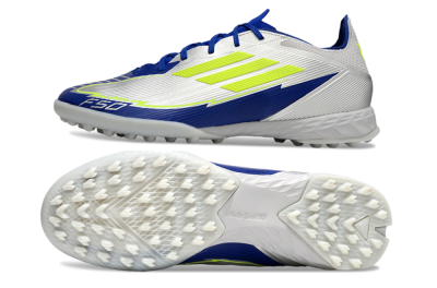 Adidas F50 Pro TF Artificial Turf Soccer Shoes - Silver/Blue/Yellow
