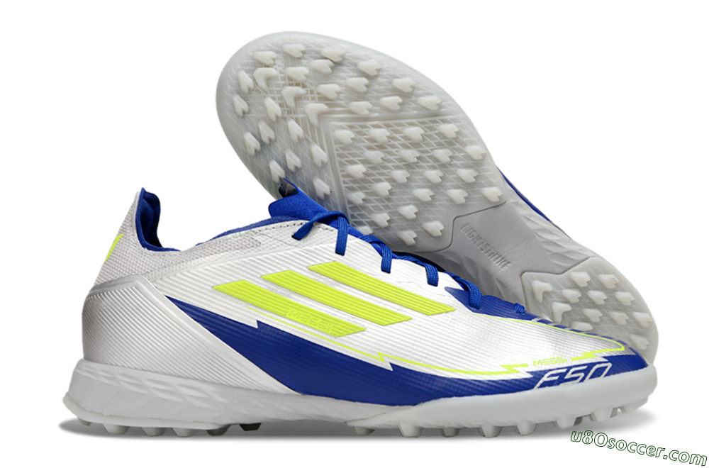 Adidas F50 Pro TF Artificial Turf Soccer Shoes - Silver/Blue/Yellow 1