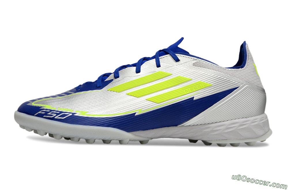 Adidas F50 Pro TF Artificial Turf Soccer Shoes - Silver/Blue/Yellow 2