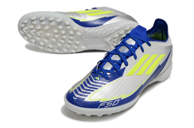 Adidas F50 Pro TF Artificial Turf Soccer Shoes - Silver/Blue/Yellow