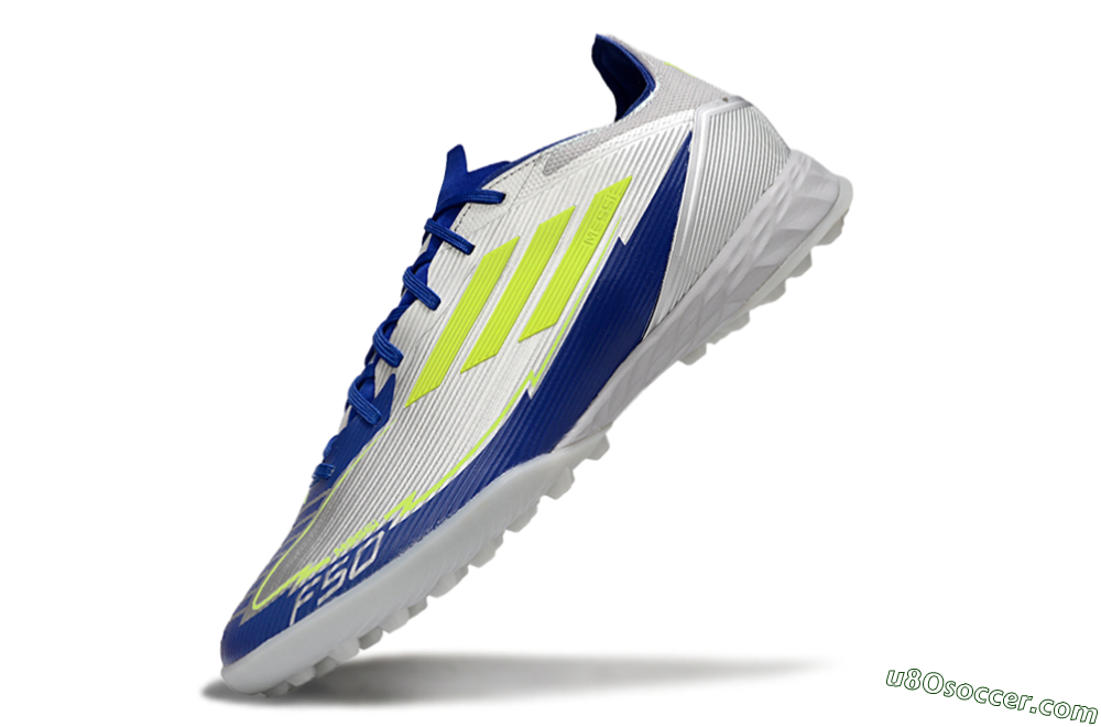 Adidas F50 Pro TF Artificial Turf Soccer Shoes - Silver/Blue/Yellow 5