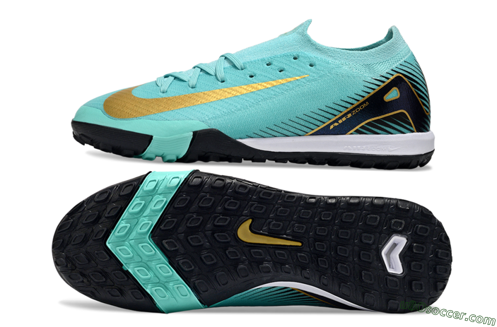 Nike Air Zoom Mercurial Vapor 16 Elite TF Artificial Turf Soccer Shoes - Jade/Gold/Black 0