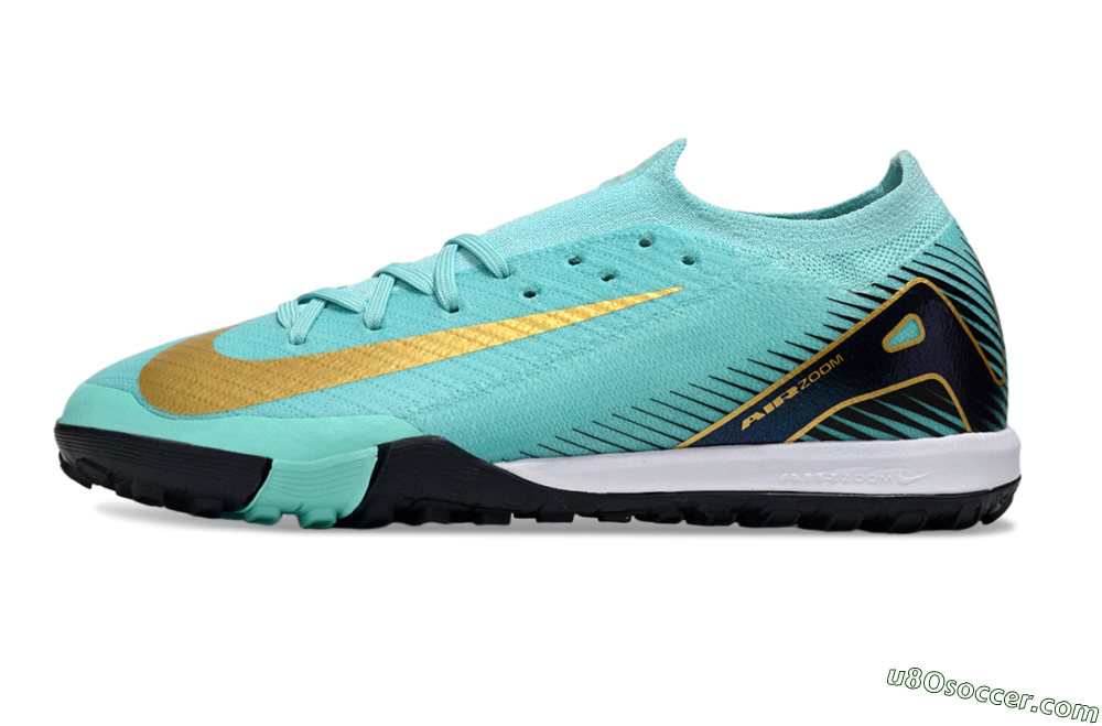 Nike Air Zoom Mercurial Vapor 16 Elite TF Artificial Turf Soccer Shoes - Jade/Gold/Black 2