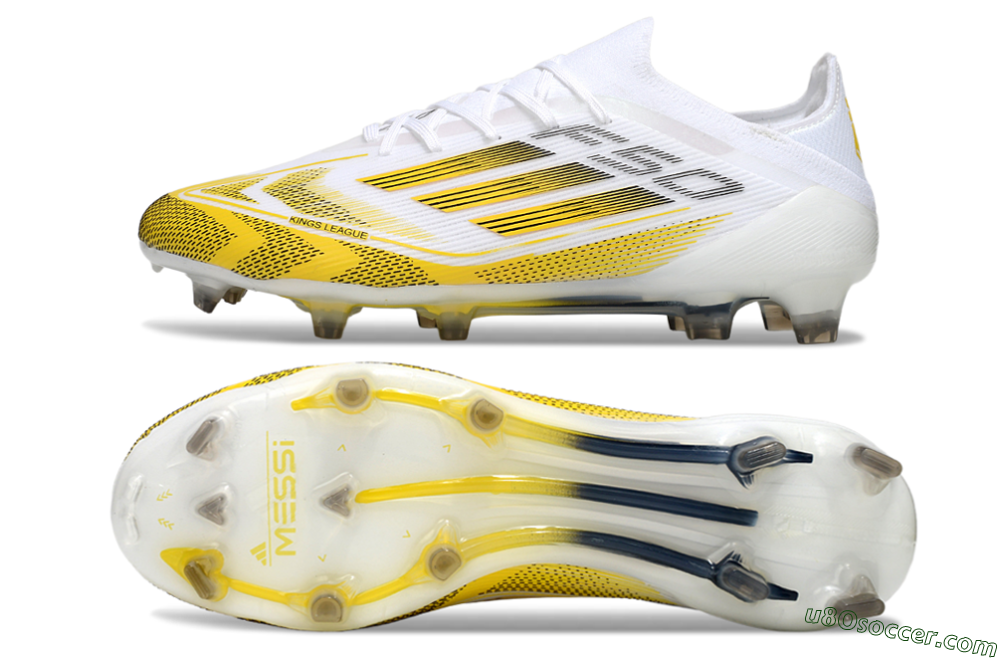 Adidas F50 Elite Kings League FG Firm Ground Soccer Cleats - White/Yellow/Black 0