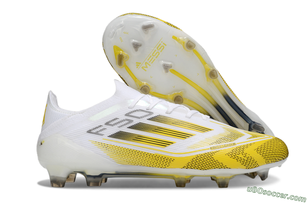 Adidas F50 Elite Kings League FG Firm Ground Soccer Cleats - White/Yellow/Black 1