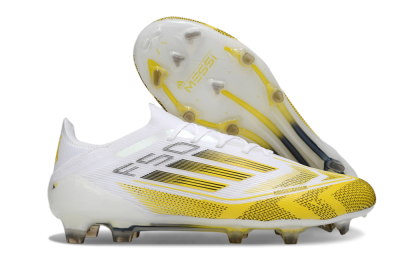 Adidas F50 Elite Kings League FG Firm Ground Soccer Cleats - White/Yellow/Black