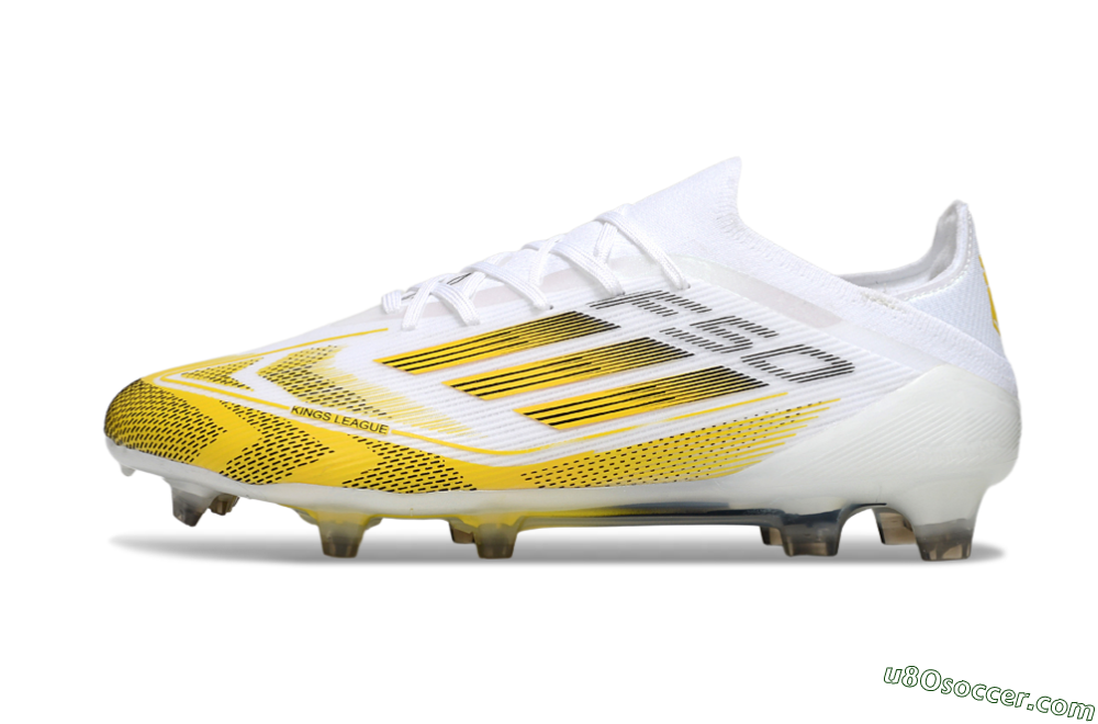 Adidas F50 Elite Kings League FG Firm Ground Soccer Cleats - White/Yellow/Black 2