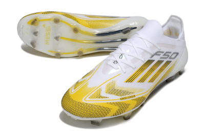 Adidas F50 Elite Kings League FG Firm Ground Soccer Cleats - White/Yellow/Black