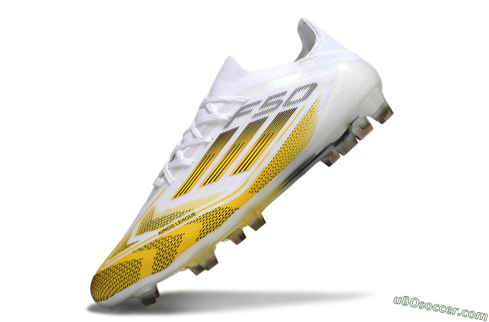 Adidas F50 Elite Kings League FG Firm Ground Soccer Cleats - White/Yellow/Black 5