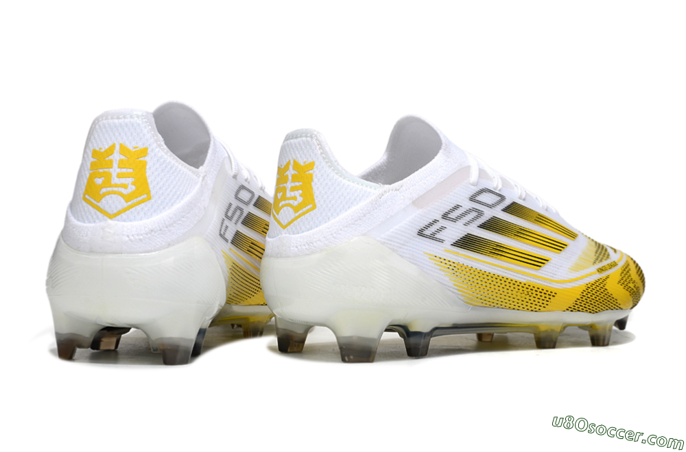Adidas F50 Elite Kings League FG Firm Ground Soccer Cleats - White/Yellow/Black 6