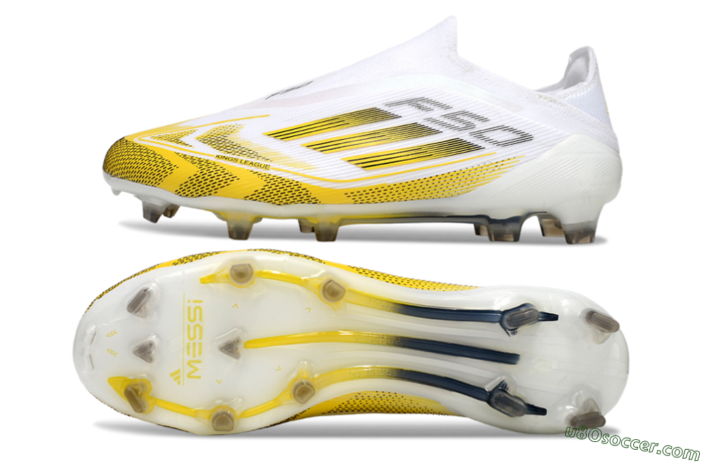 Adidas F50 Elite Kings League Laceless FG Firm Ground Soccer Cleats - White/Yellow/Black 0