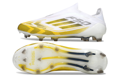 Adidas F50 Elite Kings League Laceless FG Firm Ground Soccer Cleats - White/Yellow/Black