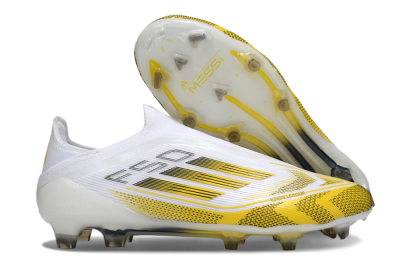 Adidas F50 Elite Kings League Laceless FG Firm Ground Soccer Cleats - White/Yellow/Black