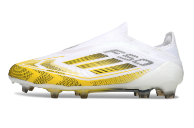 Adidas F50 Elite Kings League Laceless FG Firm Ground Soccer Cleats - White/Yellow/Black