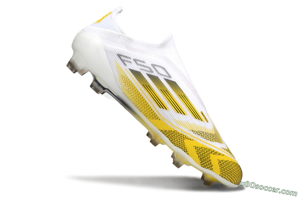 Adidas F50 Elite Kings League Laceless FG Firm Ground Soccer Cleats - White/Yellow/Black 4