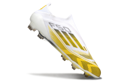 Adidas F50 Elite Kings League Laceless FG Firm Ground Soccer Cleats - White/Yellow/Black