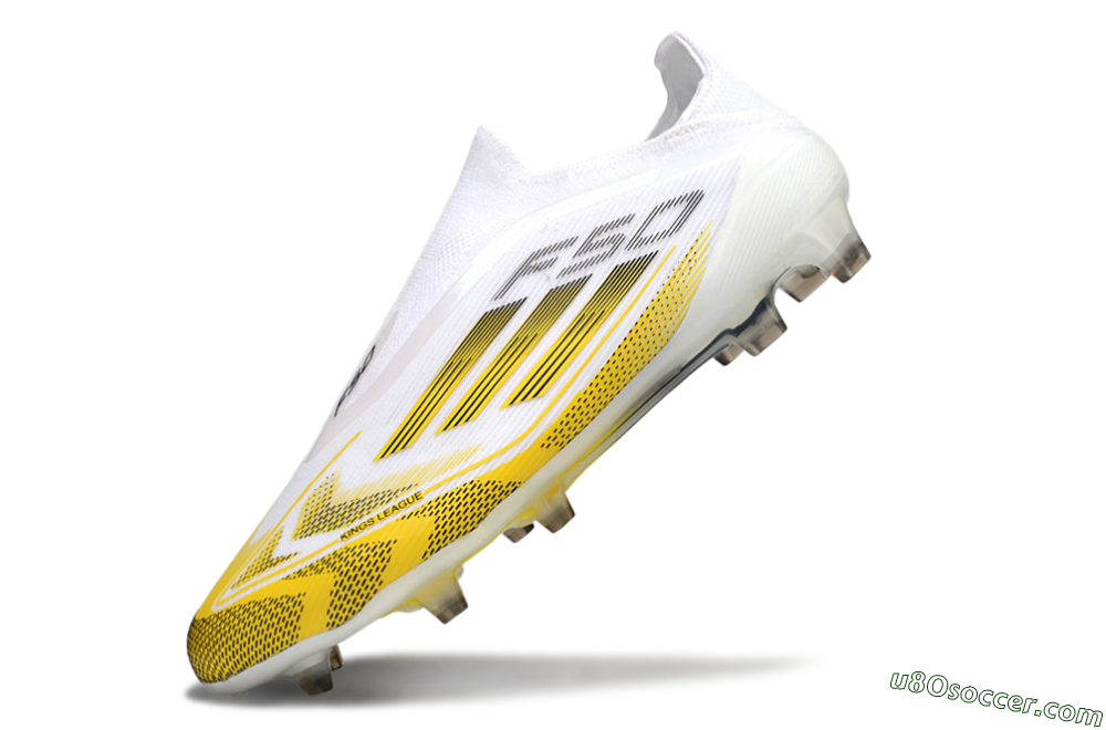 Adidas F50 Elite Kings League Laceless FG Firm Ground Soccer Cleats - White/Yellow/Black 5