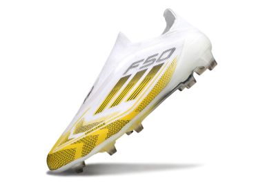 Adidas F50 Elite Kings League Laceless FG Firm Ground Soccer Cleats - White/Yellow/Black